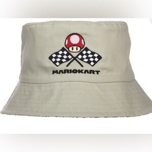Nintendo Mario Kart Tan Bucket Hat,Super Mario Hat,Boys Hat,Reversible Hat .
